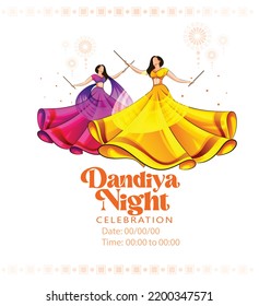 Creative illustration for Dandiya and Garba night, Happy Navratri wishes 