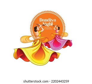 Ilustración creativa de la noche de Dandiya y Garba, Happy Navratri desea