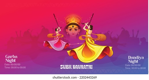Creative illustration for Dandiya and Garba night, Happy Navratri wishes svg