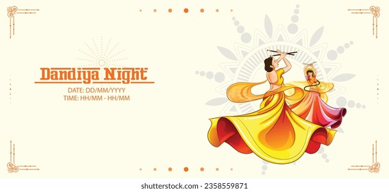 Creative illustration for Dandiya and Garba night, Happy Navratri wishes svg