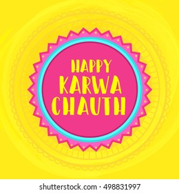 Creative illustration decorated frame for indian festival of karwa chauth.