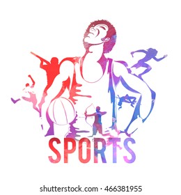 Creative illustration of different sports players on white background, Can be used as Poster, Banner or Flyer design.