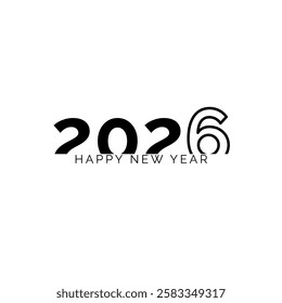 A creative illustration displays the year 2026 along with the phrase Happy New Year. The modern design emphasizes excitement and new beginnings, inviting celebration.