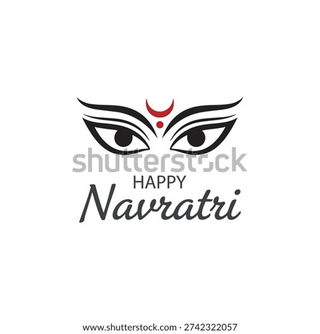 Creative illustration featuring the divine eyes of Maa Durga for the celebration of Navratri festival on a clean white background