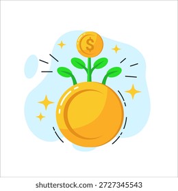 Creative illustration of financial growth concept showing a money tree flat design vector empty state ui
