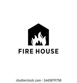 Kreative Feuerbrände mit Hausdesign-Symbolen Vektorillustration Silhouette-Vorlage