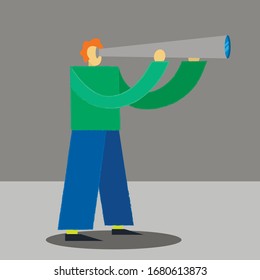 Kreative Illustration mit flacher Person, die in einem Glas schaut