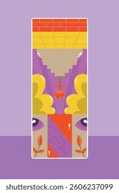Creative illustration of a flower  eye  and surreal elements