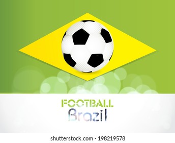 Creative Illustration football in Brazil flag concept - vector background.