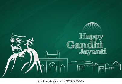 Creative illustration for Gandhi Jayanti with 2nd October typography for Mohandas Karma Chandra Gandhi birthday .