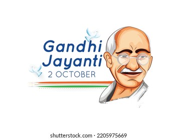 Creative illustration for Gandhi Jayanti with 2nd October typography for Mohandas Karma Chandra Gandhi birthday .