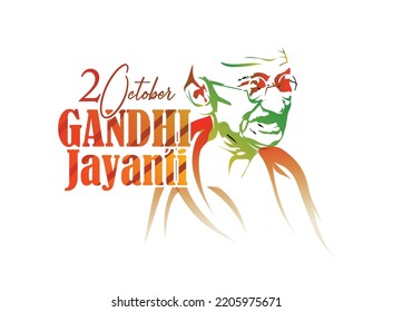 Creative illustration for Gandhi Jayanti with 2nd October typography for Mohandas Karma Chandra Gandhi birthday .