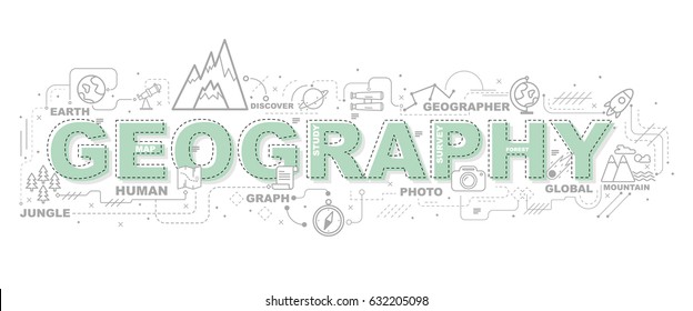 Creative Illustration Of Geography With Line Icon