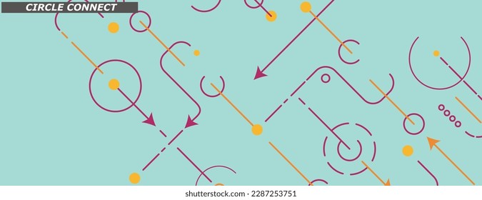 Kreative Illustration mit geometrischen Formen, Linien und Pfeilen. Vektortechnik-Design. Kreativer Hintergrund verbinden