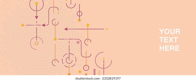 Creative illustration with geometric shapes and lines and arrows. Vector technology design. Connect creative background