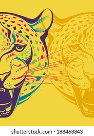 Creative illustration grin leopard