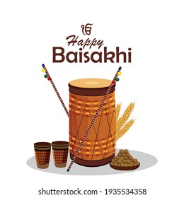 	
Kreative Illustration von Guru nanak dev mit goldenem Tempel für glückliche vaisakhi