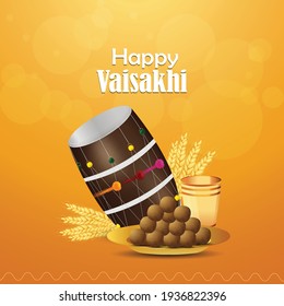 	
Creative illustration of guru nanak dev with golden temple for happy vaisakhi
