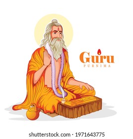 Creative illustration of Guru Purnima with Hindi calligraphy means Guru Purnima, Guru or Shishya