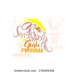 Creative illustration of Guru purnima or poster for the Day of honoring celebration, with hindi text Guru purnima