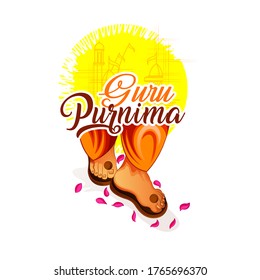 Creative illustration of Guru purnima or poster for the Day of honoring celebration, with hindi text Guru purnima