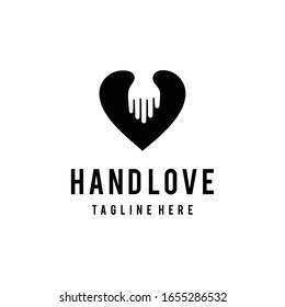Creative illustration Hand safe hand with heart sign icon vector logo design template.