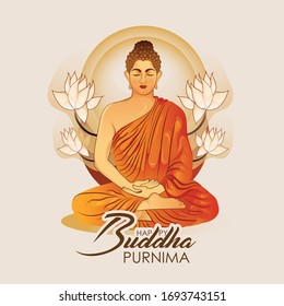 Creative Illustration For Happy Buddha Purnima, Vesak holiday festival background
