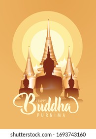 Creative Illustration For Happy Buddha Purnima, Vesak holiday festival background
