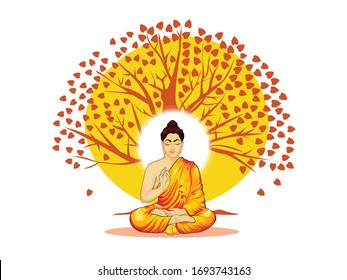 Creative Illustration For Happy Buddha Purnima, Vesak holiday festival background
