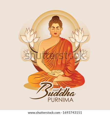 Creative Illustration For Happy Buddha Purnima, Vesak holiday festival background
