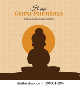 Creative illustration of happy guru Purnima banner design.