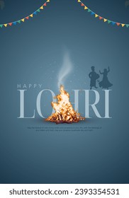 Creative illustration of Happy Lohri holiday background for Punjabi festival