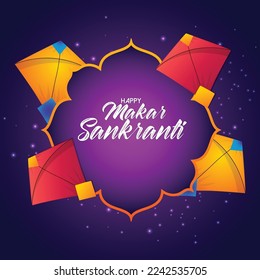 Creative illustration of happy makar sankranti card