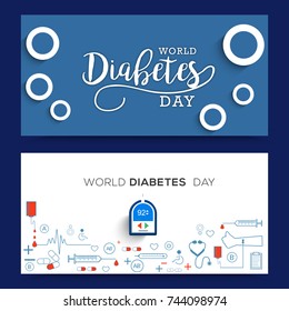 Creative illustration, header
 or banner of world diabetes day awareness.