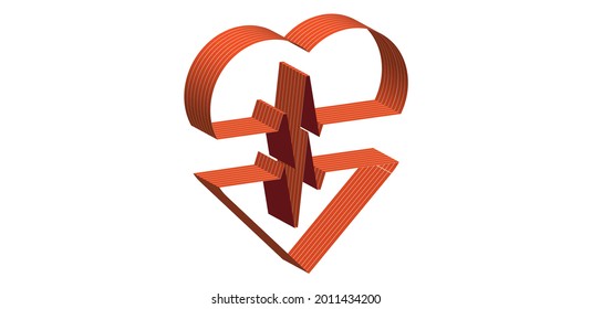 Creative illustration. Heartbeat shape athletic track.	