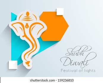 Creative illustration of Hindu mythology Lord Ganesha on colorful abstract background for Indian festival of lights, Shubh Dipawali (Happy Dipawali).