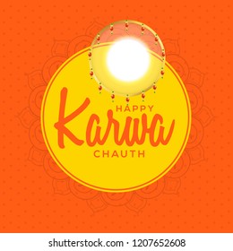 Creative illustration of indian festival of karwa chauth celebration.