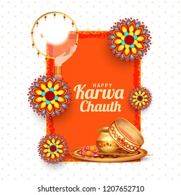 Creative illustration of indian festival of karwa chauth celebration.