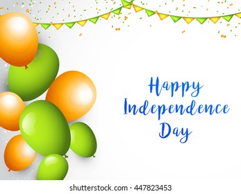 Creative illustration indian Flag balloons background for Independence Day.