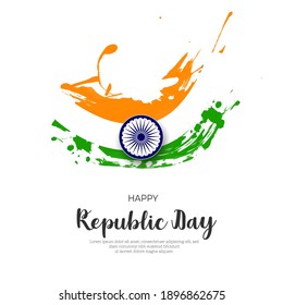 Ilustración creativa de la bandera india en pincel de pintura para la celebración del Día de la República Feliz.