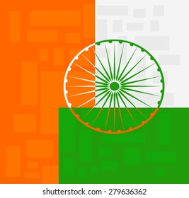 Creative Illustration for Indian Independence Day with tricolors with Ashoka Wheel