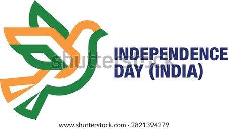 Creative illustration for Indian Independence Day featuring a stylized dove bird icon designed with the colors of the Indian national flag.