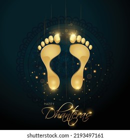 Creative illustration of Indian Religious Festival Dhanteras , golden footprints , Indian Festival concept. 