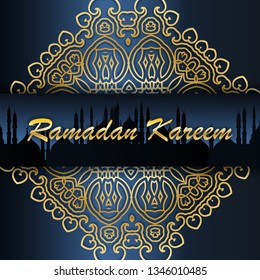 Creative illustration . for Islamic Holy Month of Prayers, Ramadan Kareem celebration. Decorated with a complex pattern 