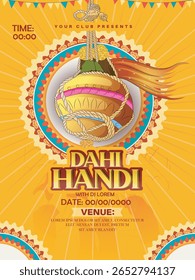 Ilustración creativa del festival Janmashtami Dahi handi con fondo creativo.
