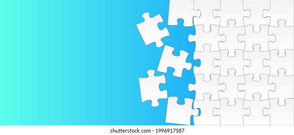 Creative illustration of jigsaw puzzle pieces background. Business concept art design blank mockup template. Abstract graphic seamless mosaic element.