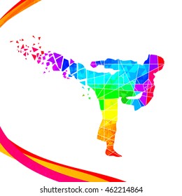 Creative illustration of Judo Fighter made by colorful abstract design for Sports concept.