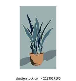 creative illustration of leaves in a pot. hand painted canvas of leaves and pots. vector illustration