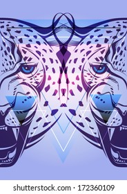 Creative illustration of a leopard in a hipster style