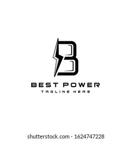 Creative illustration letter B Thunder Electric Concept logo design template 